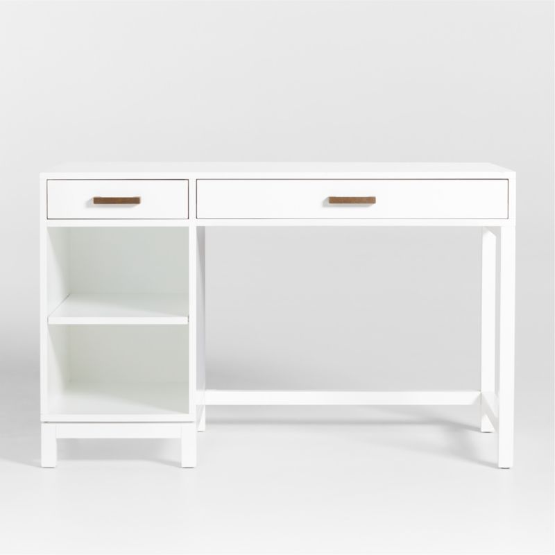 Parke White Wood 2-Drawer Kids Desk