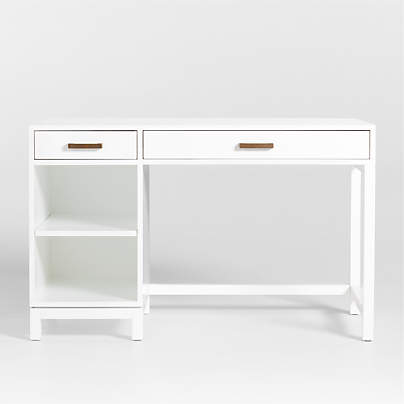 Parke White Wood 2-Drawer Kids Desk