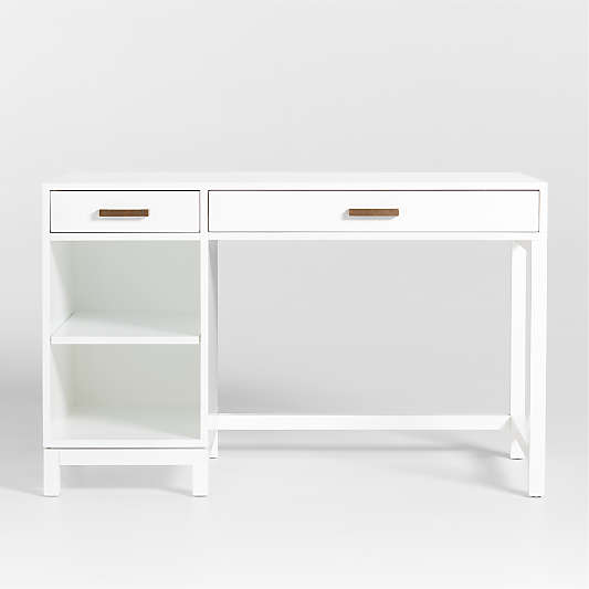 Parke White Wood 2-Drawer Kids Desk