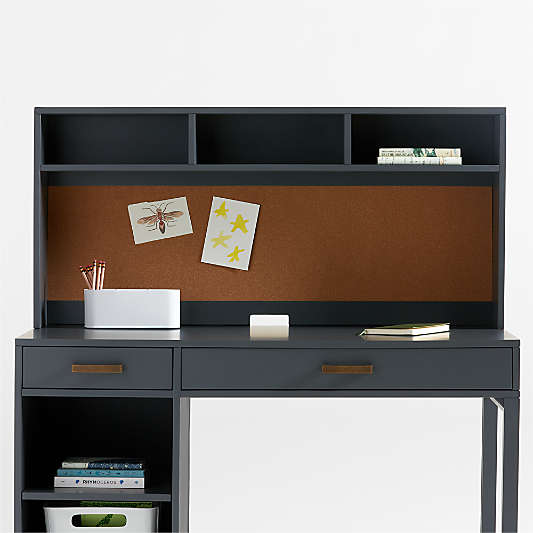 Parke 48" Charcoal Wood 2-Drawer Kids Desk with Hutch