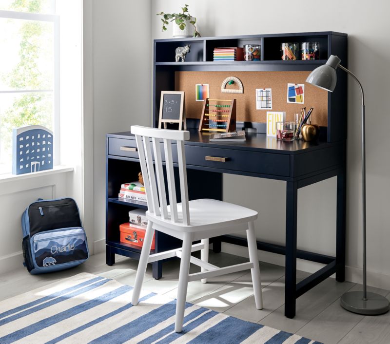 Parke Navy Blue Wood 2-Drawer Kids Desk with Hutch - image 1 of 6