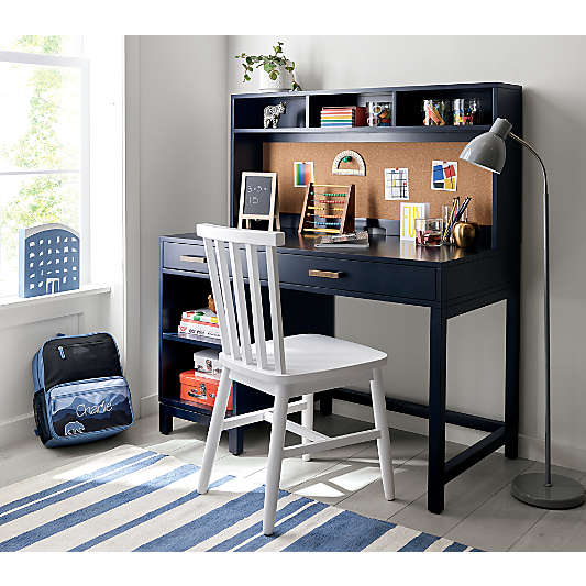 Parke Navy Blue Wood Kids Desk Hutch