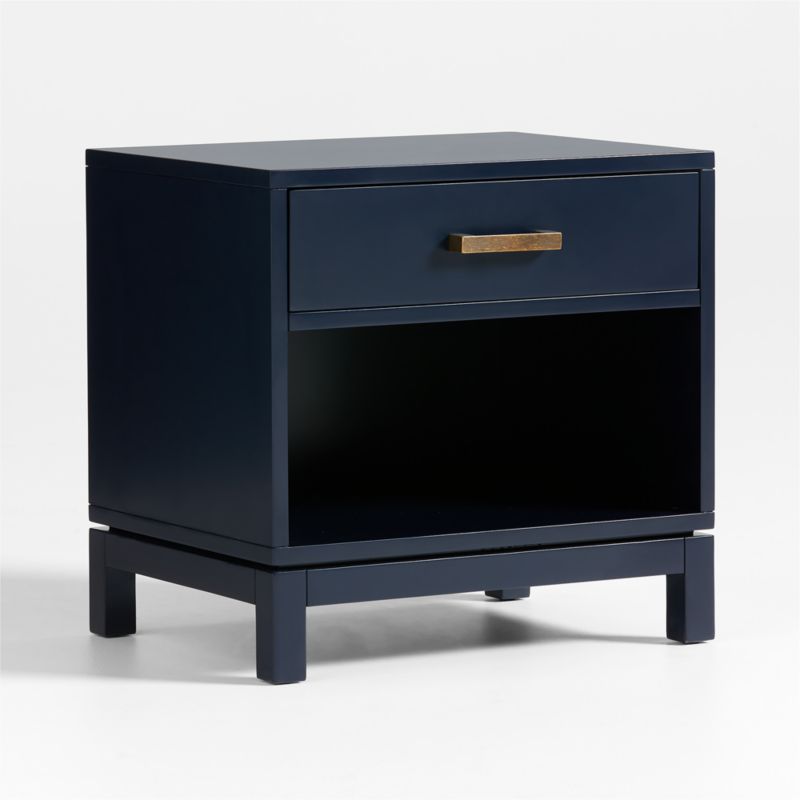 Parke Navy Blue Wood Kids Nightstand with Drawer