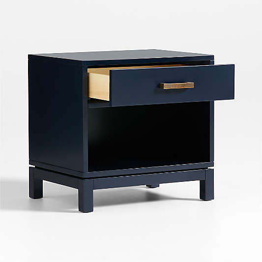 Set of 2 Parke Navy Blue Wood Kids Nightstand with Drawer