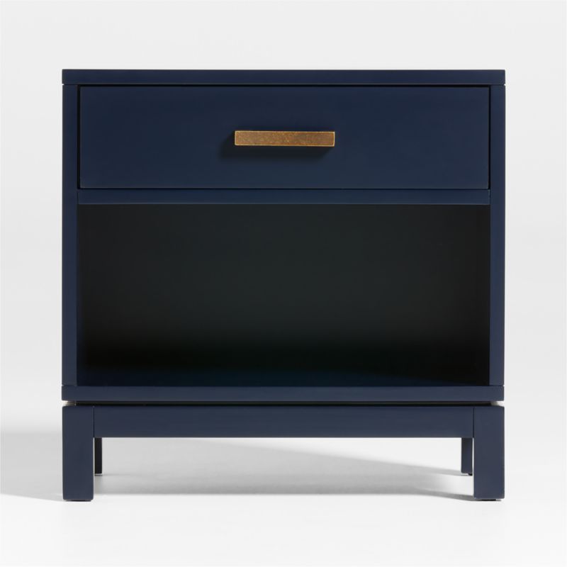 Parke Navy Blue Wood Kids Nightstand with Drawer