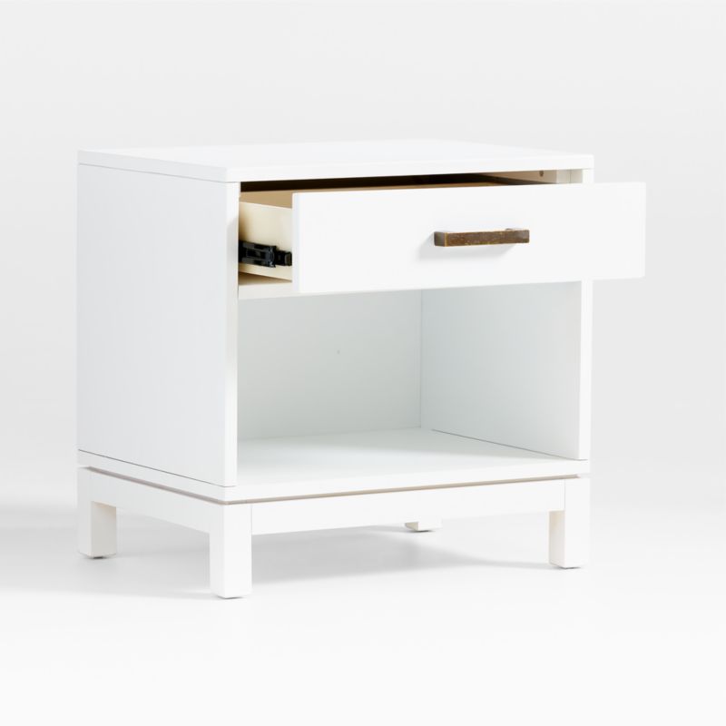 Parke White Wood Kids Nightstand with Drawer