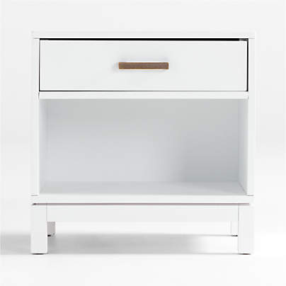 Parke White Wood Kids Nightstand with Drawer