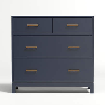 Parke Navy Blue Wood 4-Drawer Kids Dresser Chest