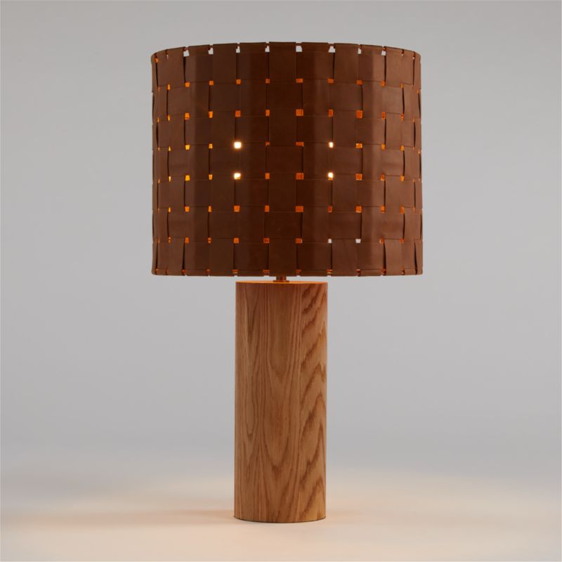 Shinola Parker Wood Table Lamp with Woven Leather Shade - image 0 of 4