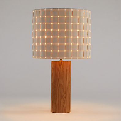 View Shinola Parker Wood Table Lamp with Woven Canvas Shade details
