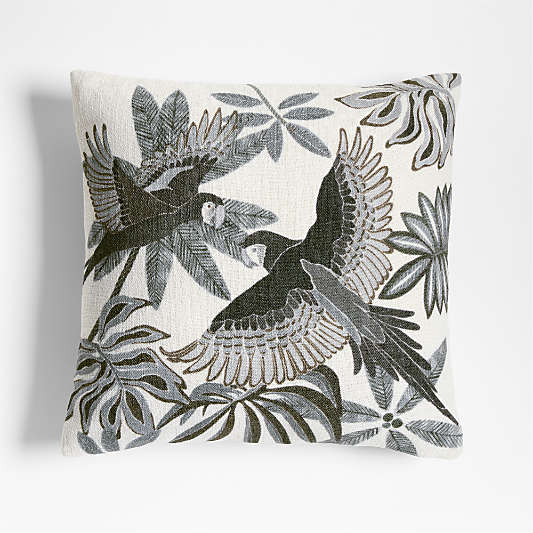 Parrot Printed 20"x20" Blue Outdoor Throw Pillow