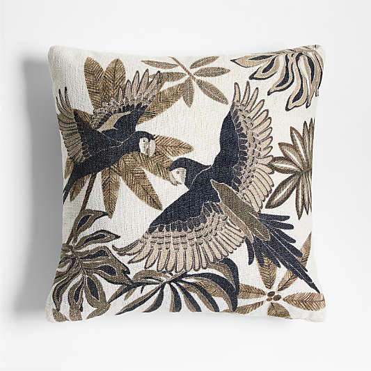 Parrot Printed 20"x20" Clay Taupe Outdoor Throw Pillow