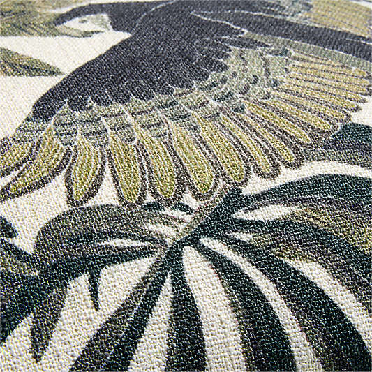 Parrot Printed 20"x20" Juniper Green Outdoor Throw Pillow