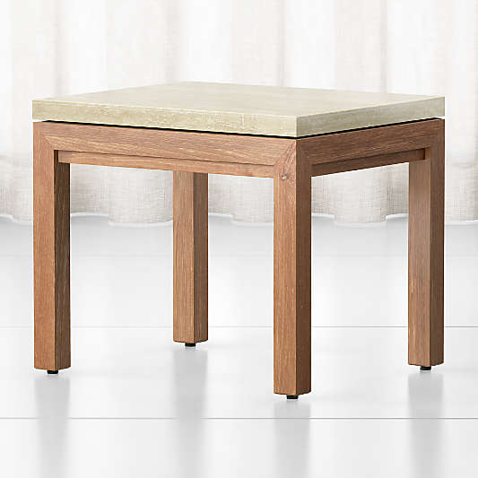 Parsons Travertine Top/ Elm Base 20x24 End Table