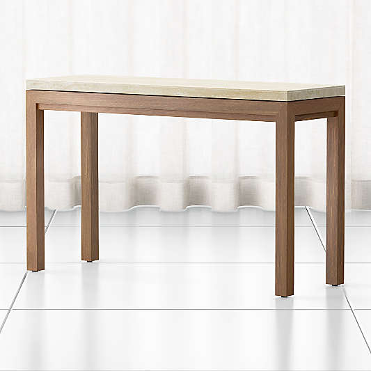 Parsons Travertine Top/ Elm Base 48x16 Console