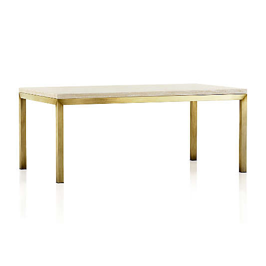 Parsons Travertine Top/ Brass Base 72x42 Dining Table