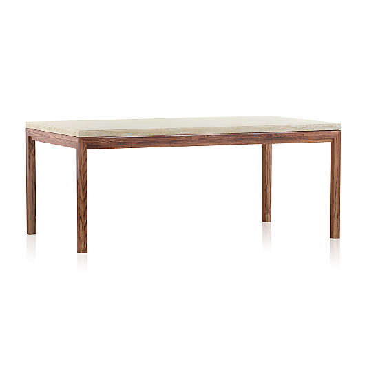 Parsons Travertine Top/ Elm Base 72x42 Dining Table