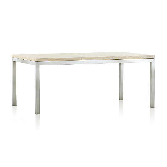 Parsons Travertine Top/ Stainless Steel Base 72x42 Dining Table