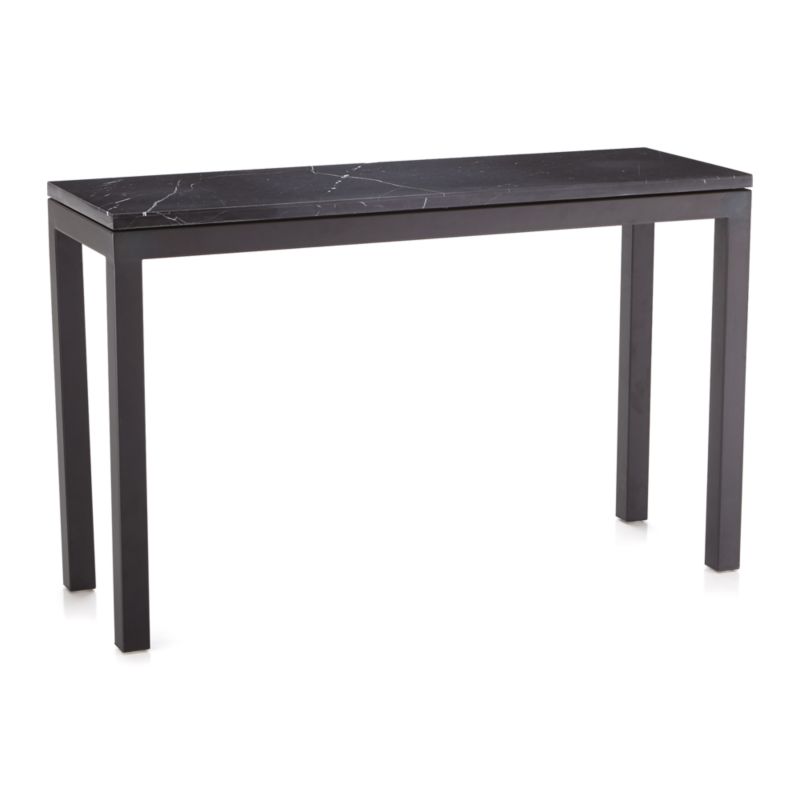 Parsons Black Marble Top/Dark Steel Base 48x16 Console Table