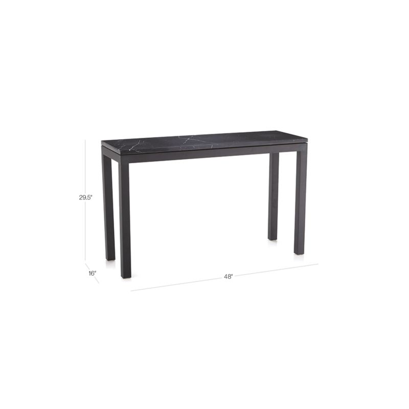 Parsons Black Marble Top/Dark Steel Base 48x16 Console Table