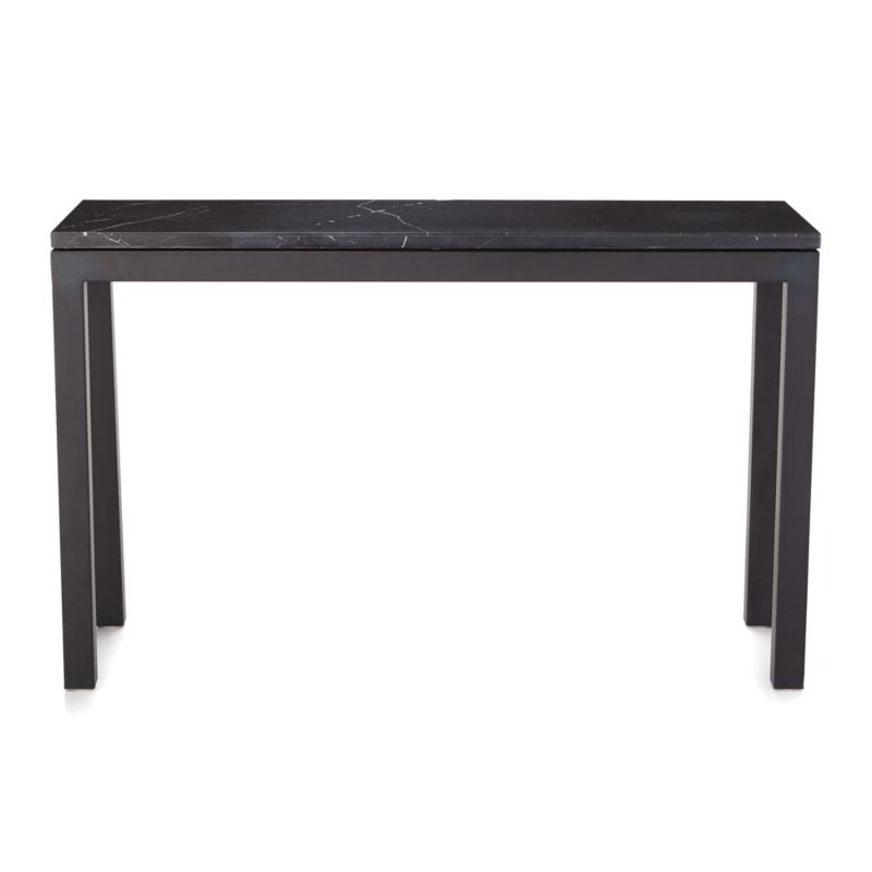 Parsons Black Marble Top/Dark Steel Base 48x16 Console Table