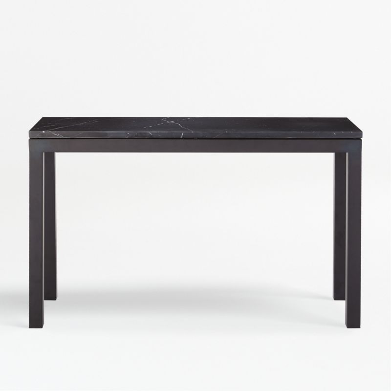 Parsons Black Marble Top/Dark Steel Base 48x16 Console Table