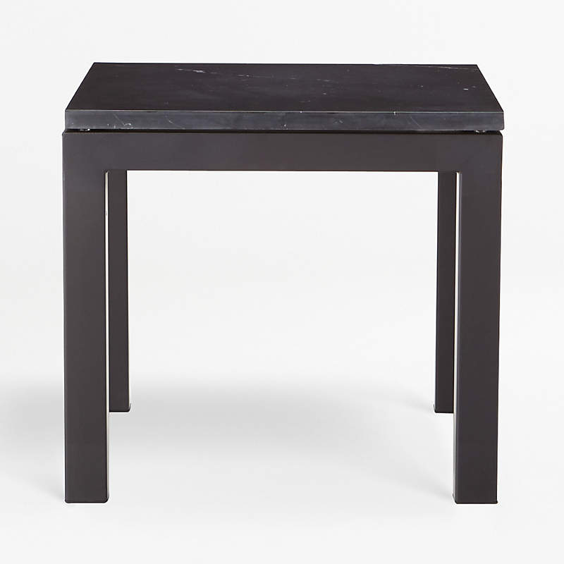 Parsons Black Marble Top Dark Steel Base x24 End Table Crate Barrel Parsons Black Marble Top Dark Steel Base x24 End Table Crate Barrel