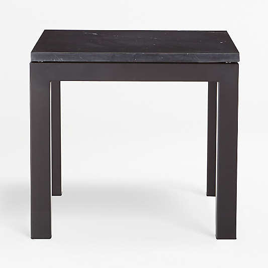 Parsons Black Marble Top/ Dark Steel Base 20x24 End Table