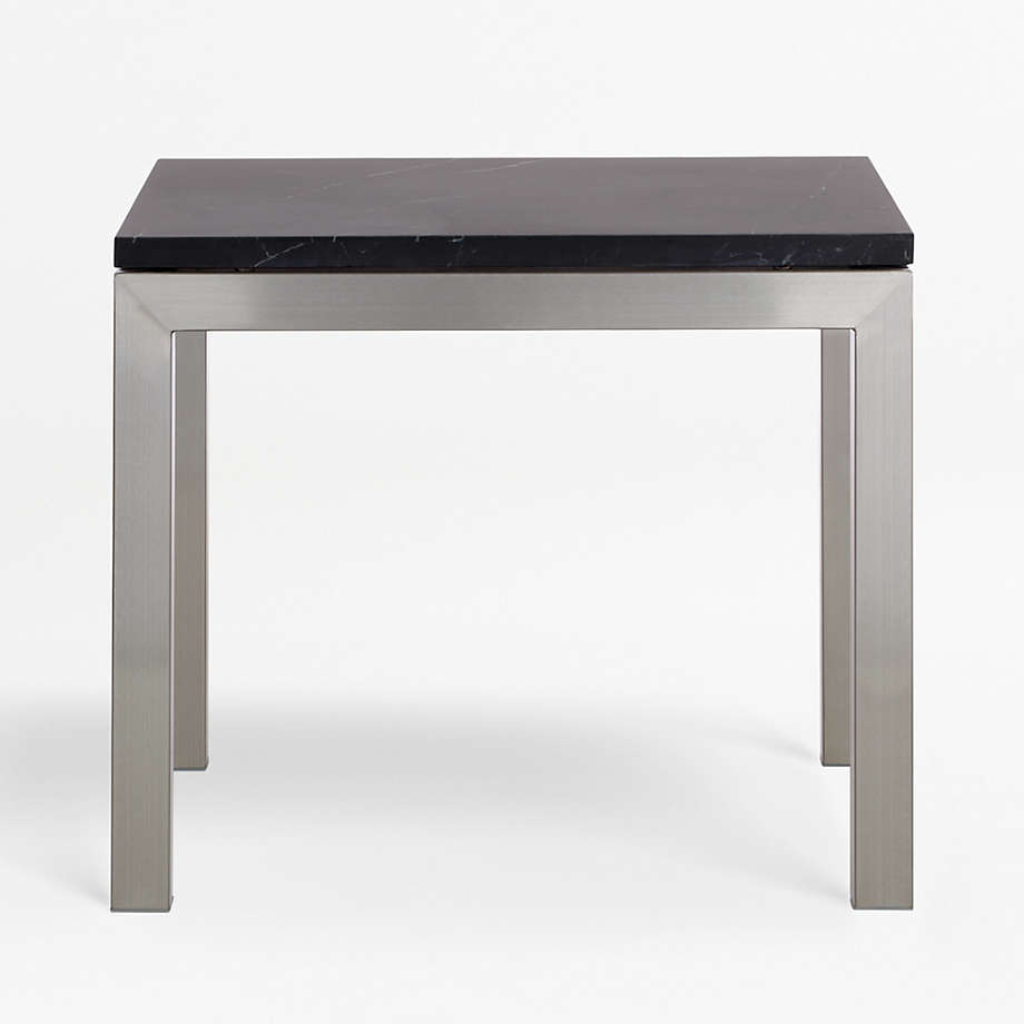 Parsons Black Marble Top/ Stainless Steel Base 20x24 End Table