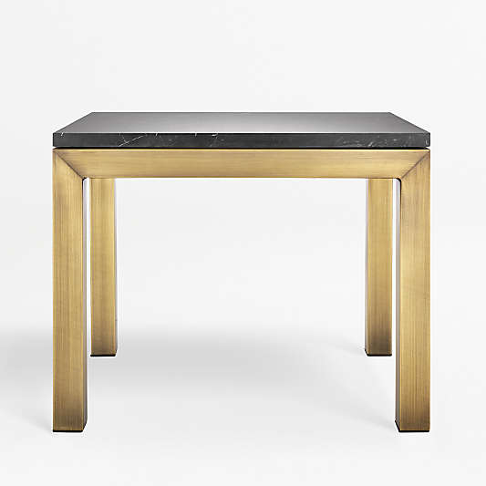 Parsons Black Marble Top/ Brass Base 20x24 End Table