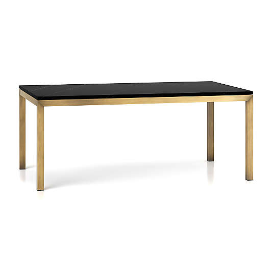 Parsons Black Marble Top/ Brass Base 72x42 Dining Table