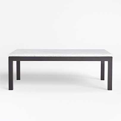 Parsons White Marble Top Dark Steel, Small Espresso Stained Coffee Tables