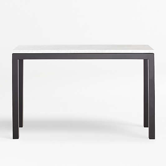 Parsons White Marble Top/Dark Steel Base 48x16 Console Table