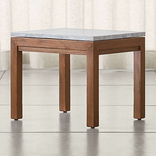 Parsons White Marble Top/ Elm Base 20x24 End Table