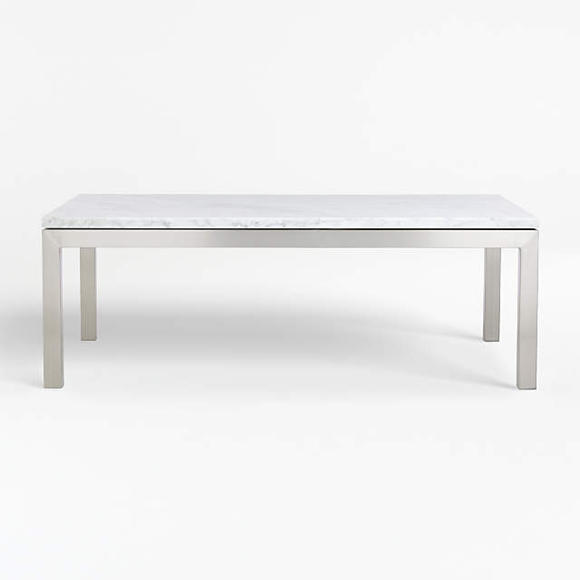 Parsons White Marble Top Stainless, Rectangular White Marble Coffee Table