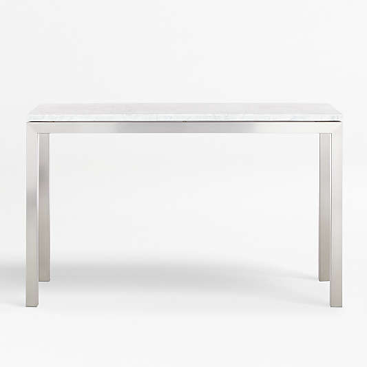 Parsons White Marble Top/Stainless Steel Base 48x16 Console Table