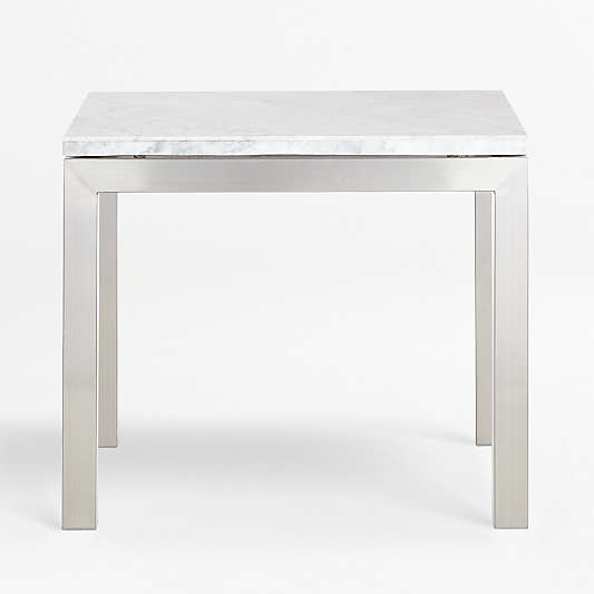 Parsons White Marble Top/ Stainless Steel Base 20x24 End Table