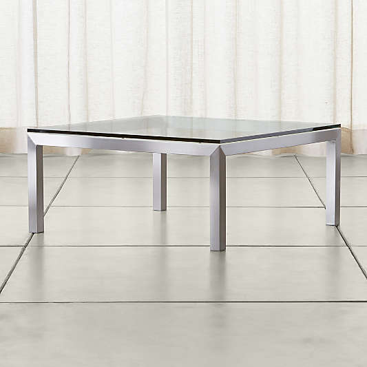 Parsons Clear Glass Top/ Stainless Steel Base 36x36 Square Coffee Table