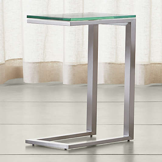 Parsons Clear Glass Top/ Stainless Steel Base 20x12 C Table