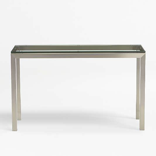 Parsons Clear Glass Top/ Stainless Steel Base 48x16 Console