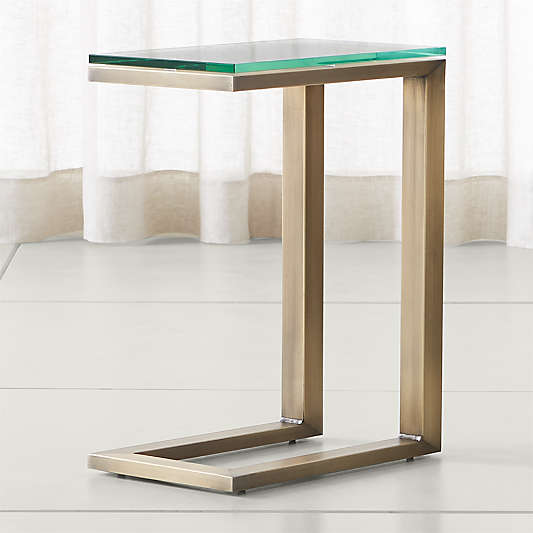 Parsons Clear Glass Top/ Brass Base 20x12 C Table