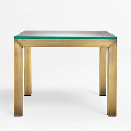 Parsons Clear Glass Top/ Brass Base 20x24 End Table