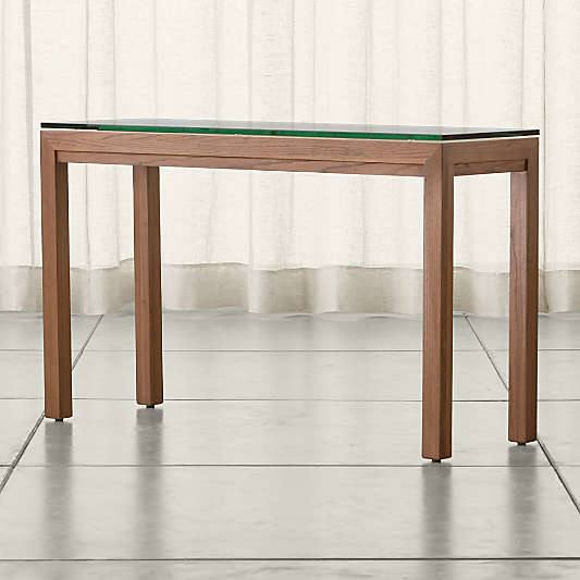 Parsons Clear Glass Top/ Elm Base 48x16 Console