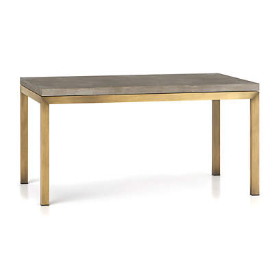 Parsons Concrete Top Brass Base 60x36, Wood And Brass Dining Table