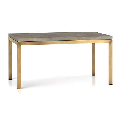 Parsons Concrete Top Brass Base 60x36, Parsons Dining Table Crate And Barrel