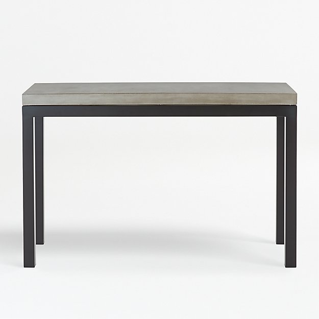 Parsons 48x16 Concrete Top Console Table with Dark Steel Base Reviews Crate Barrel