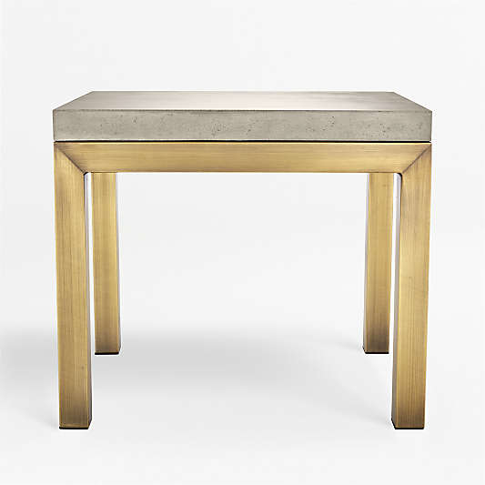 Parsons Concrete Top/ Brass Base 20x24 End Table