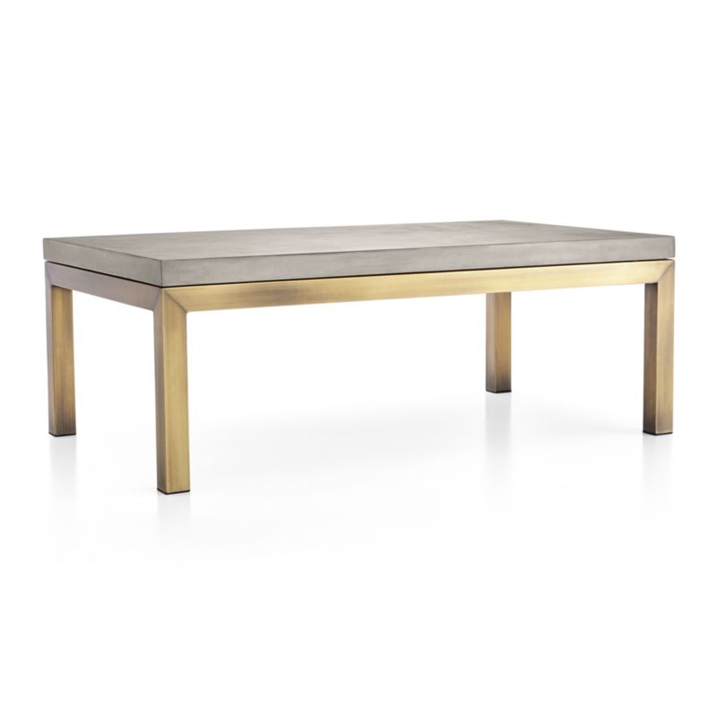 Parsons Concrete Top/ Brass Base 48x28 Small Rectangular Coffee Table