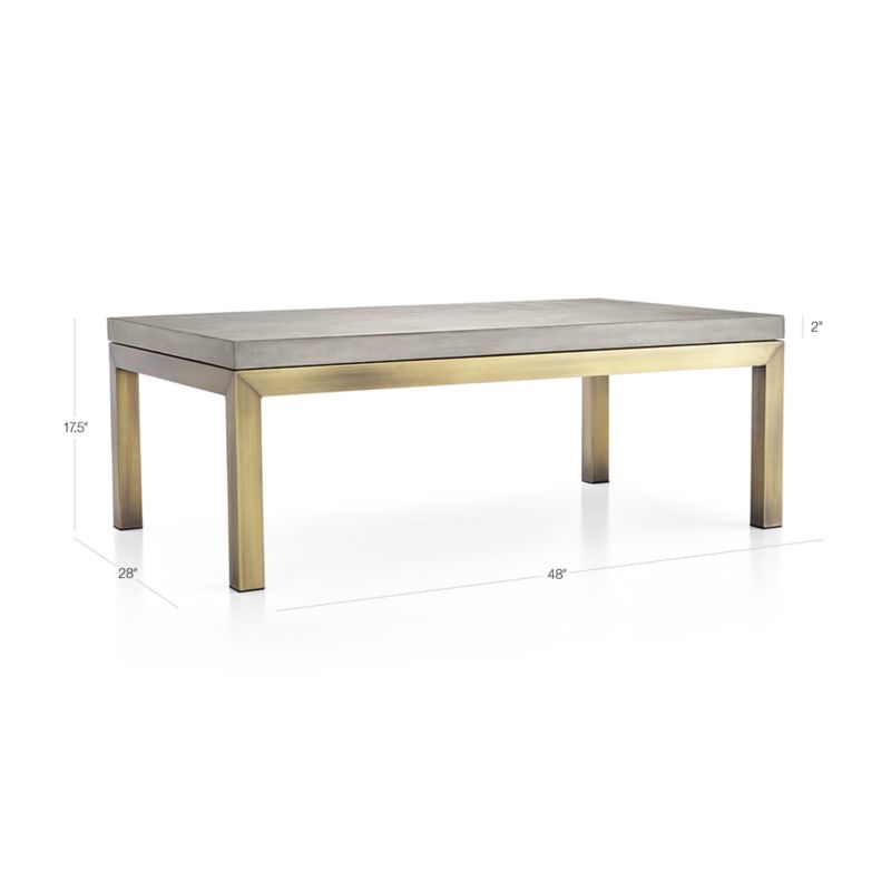 Parsons Concrete Top/ Brass Base 48x28 Small Rectangular Coffee Table