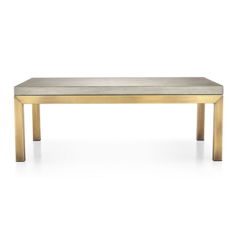 Parsons Concrete Top/ Brass Base 48x28 Small Rectangular Coffee Table